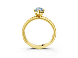 Yellow gold Fancy Blue Marquise  Solitaire Diamond Ring with Milgrain and Black Enamel X Pattern Band_88