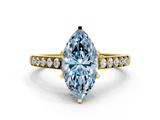 Yellow gold Fancy Blue Marquise  Solitaire Diamond Ring with Pavé Band and Four-Prong Setting_79