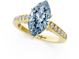 Yellow gold Fancy Blue Marquise  Solitaire Diamond Ring with Pavé Band and Four-Prong Setting_80