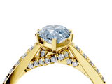 Yellow gold Fancy Blue Marquise  Solitaire Diamond Ring with Pavé Band and Four-Prong Setting_83