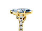 Yellow gold Fancy Blue Marquise  Solitaire Diamond Ring with Pavé Band and Four-Prong Setting_84