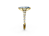 Yellow gold Fancy Blue Marquise  Solitaire Diamond Ring with Pave Band and Four-Prong Setting_276
