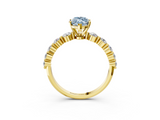 Yellow gold Fancy Blue Marquise  Solitaire Diamond Ring with Pave Band and Four-Prong Setting_277