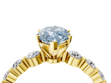 Yellow gold Fancy Blue Marquise  Solitaire Diamond Ring with Pave Band and Four-Prong Setting_278