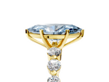 Yellow gold Fancy Blue Marquise  Solitaire Diamond Ring with Pave Band and Four-Prong Setting_279