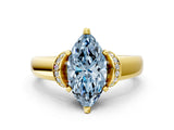Yellow gold Fancy Blue Marquise  Solitaire Diamond Ring with Pave Band and Six-Prong Setting_32