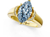 Yellow gold Fancy Blue Marquise  Solitaire Diamond Ring with Pave Band and Six-Prong Setting_33