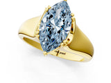 Yellow gold Fancy Blue Marquise  Solitaire Diamond Ring with Six-Prong Cathedral Setting_33