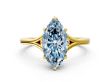 Yellow gold Fancy Blue Marquise  Solitaire Diamond Ring with Six-Prong Setting and Tapered Band_17