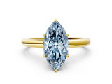 Yellow gold Fancy Blue Marquise  Solitaire Diamond Ring with Six-Prong Setting on a Classic Band_3