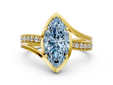 Yellow gold Fancy Blue Marquise  Solitaire Diamond Ring with Split Shank and Prong Setting_41