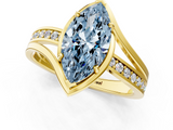 Yellow gold Fancy Blue Marquise  Solitaire Diamond Ring with Split Shank and Prong Setting_42