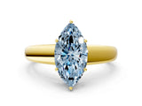 Yellow gold Fancy Blue Marquise  Solitaire Diamond Ring with Tapered Band and Four-Prong Setting_49