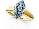 Yellow gold Fancy Blue Marquise  Solitaire Diamond Ring with Tapered Band and Four-Prong Setting_50
