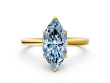 Yellow gold Fancy Blue Marquise  Solitaire Diamond Ring with Thin Band and Four-Prong Setting_3