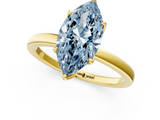 Yellow gold Fancy Blue Marquise  Solitaire Diamond Ring with Thin Band and Four-Prong Setting_4
