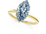 Yellow gold Fancy Blue Marquise  Solitaire Diamond Ring with a Classic Band and Four-Prong Setting 1
