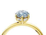 Yellow gold Fancy Blue Marquise  Solitaire Diamond Ring with a Classic Band and Four-Prong Setting 4