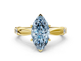 Yellow gold Fancy Blue Marquise  Solitaire Diamond Twisted Band with Four-Prong Setting_47
