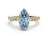 Yellow gold Fancy Blue Marquise  Solitaire Diamond with Pavé Band and Four-Prong Setting_43