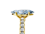 Yellow gold Fancy Blue Marquise  Solitaire Diamond with Pavé Band and Four-Prong Setting_48
