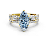 Yellow gold Fancy Blue Marquise  Solitaire Diamond with Pave and Channel Set Band_56
