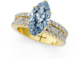 Yellow gold Fancy Blue Marquise  Solitaire Diamond with Pave and Channel Set Band_57