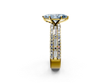 Yellow gold Fancy Blue Marquise  Solitaire Diamond with Pave and Channel Set Band_58