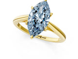 Yellow gold Fancy Blue Marquise  Solitaire Engagement Ring with Four-Prong Setting and Classic Band 2