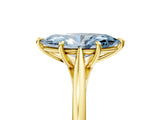 Yellow gold Fancy Blue Marquise  Solitaire Engagement Ring with Four-Prong Setting and Classic Band