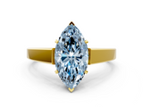 Yellow gold Fancy Blue Marquise  Solitaire Engagement Ring with Four-Prong Setting and Tapered Band_3