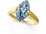 Yellow gold Fancy Blue Marquise  Solitaire Engagement Ring with Four-Prong Setting and Tapered Band_4
