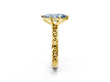 Yellow gold Fancy Blue Marquise  Solitaire Engagement Ring with Scrollwork Band and Four-Prong Setting_130