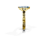 Yellow gold Fancy Blue Marquise  Solitaire Engagement Ring with Scrollwork Band and Four-Prong Setting_131