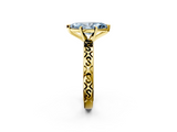 Yellow gold Fancy Blue Marquise  Solitaire Engagement Ring with Scrollwork Band and Four-Prong Setting_148