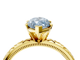 Yellow gold Fancy Blue Marquise  Solitaire Engagement Ring with Scrollwork Band and Four-Prong Setting_150