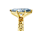 Yellow gold Fancy Blue Marquise  Solitaire Engagement Ring with Scrollwork Band and Four-Prong Setting_151