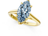 Yellow gold Fancy Blue Marquise  Solitaire Engagement Ring with Six-Prong Setting and Classic Band 2