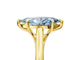 Yellow gold Fancy Blue Marquise  Solitaire Engagement Ring with Six-Prong Setting and Classic Band