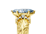 Yellow gold Fancy Blue Marquise  Solitaire Filigree Engagement Ring with Halo and Prong Setting_68