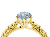 Yellow gold Fancy Blue Marquise  Solitaire Floral Milgrain Engagement Ring_35