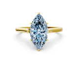 Yellow gold Fancy Blue Marquise  Solitaire Heart Prong Engagement Ring with Tapered Band_56