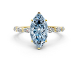 Yellow gold Fancy Blue Marquise  Solitaire Marquise Side Stone Prong Setting Ring_44