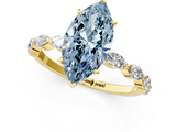Yellow gold Fancy Blue Marquise  Solitaire Marquise Side Stone Prong Setting Ring_45