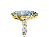 Yellow gold Fancy Blue Marquise  Solitaire Marquise Side Stone Prong Setting Ring_49