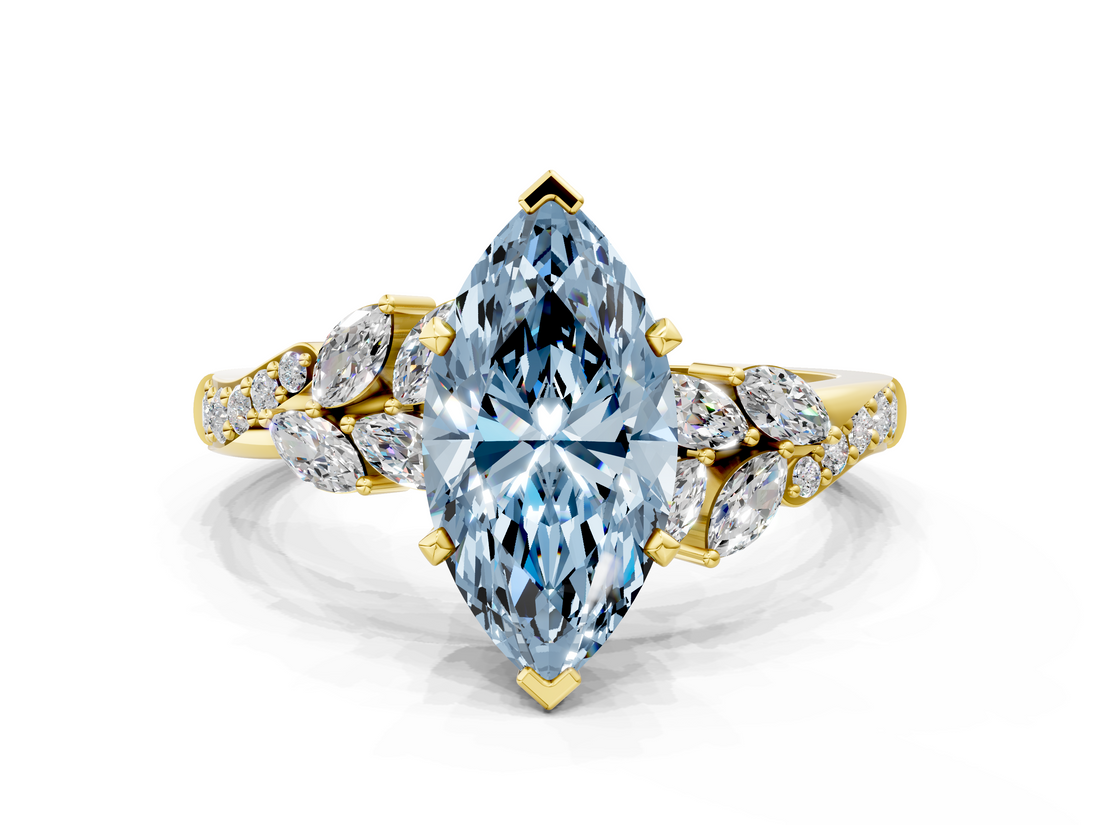 Yellow gold Fancy Blue Marquise  Solitaire Marquise Twist Band with Six-Prong Setting_57