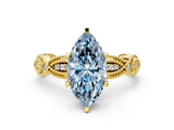 Yellow gold Fancy Blue Marquise  Solitaire Milgrain Diamond Engagement Ring with Bezel and Marquise Band_148