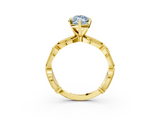 Yellow gold Fancy Blue Marquise  Solitaire Milgrain Diamond Engagement Ring with Bezel and Marquise Band_151