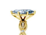 Yellow gold Fancy Blue Marquise  Solitaire Milgrain Diamond Engagement Ring with Bezel and Marquise Band_153