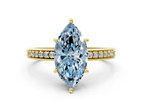 Yellow gold Fancy Blue Marquise  Solitaire Pavé Band Prong Setting Ring_20